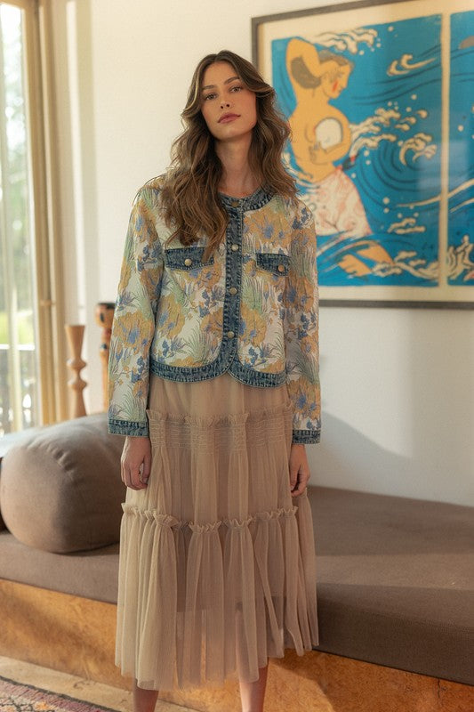 All that Blooms Contrast Button Down Jacket