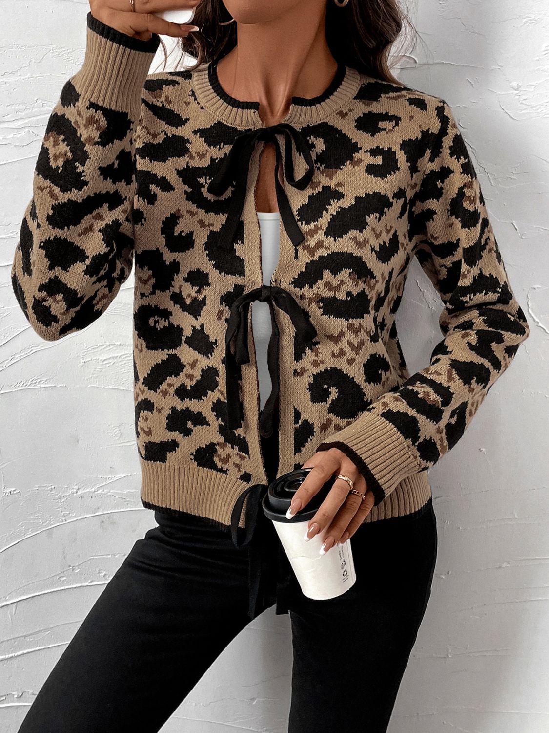 Leopard Bow Cardigan