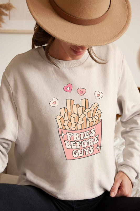 FRIES BEFORE GUYS GRAPHIC SWEATSHIRT