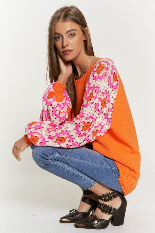 CROCHET DETAILED LONG SLEEVE SWEATER