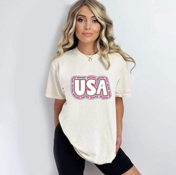 USA Outline Garment Dyed Tee