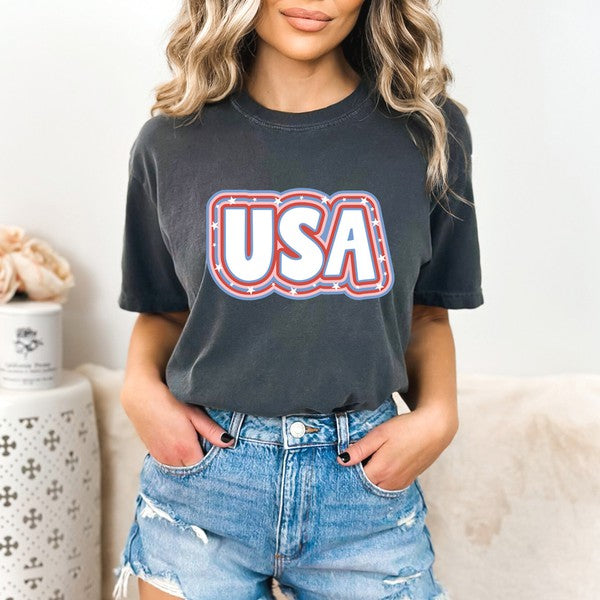 USA Outline Garment Dyed Tee