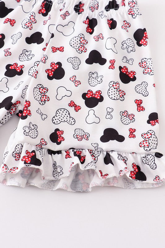 Red charactor embroidery girl set