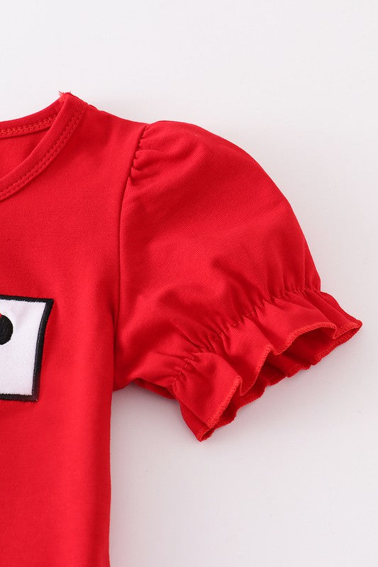 Red charactor embroidery girl set