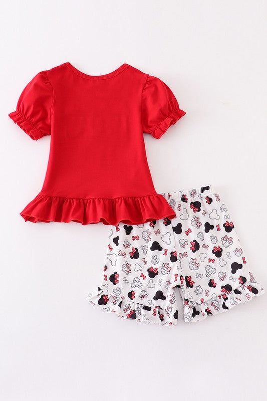 Red charactor embroidery girl set