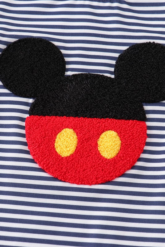 Stripe charactor french knot boy top