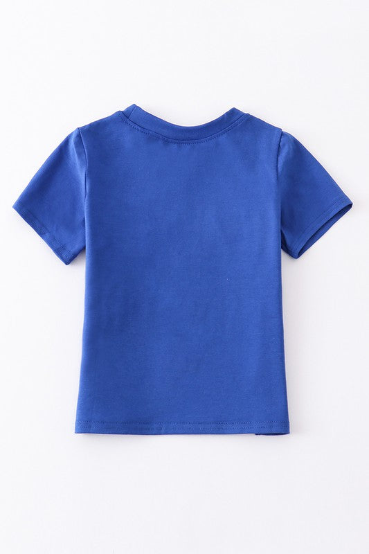 Navy patriotic flag embroidery boy top