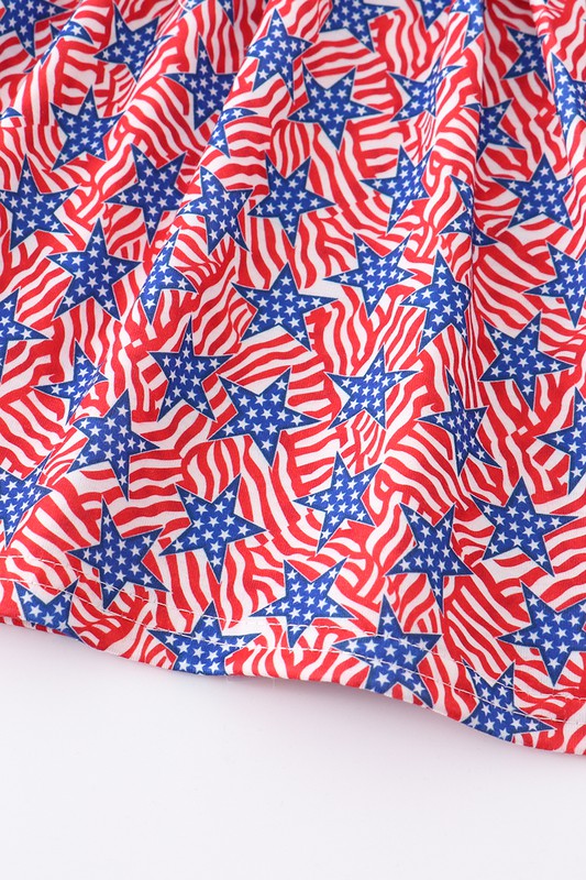 Navy patriotic flag embroidery girl set