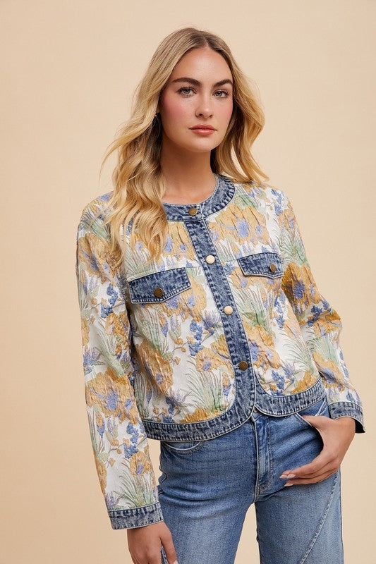 All that Blooms Contrast Button Down Jacket