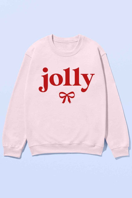 JOLLY CHRISTMAS BOW GRAPHIC SWEATSHIRT