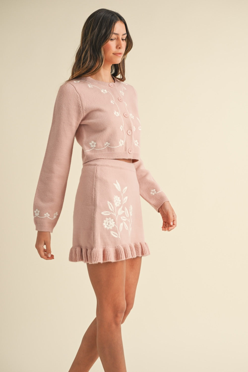 Jakie Cardigan and Ruffled Skirt Set