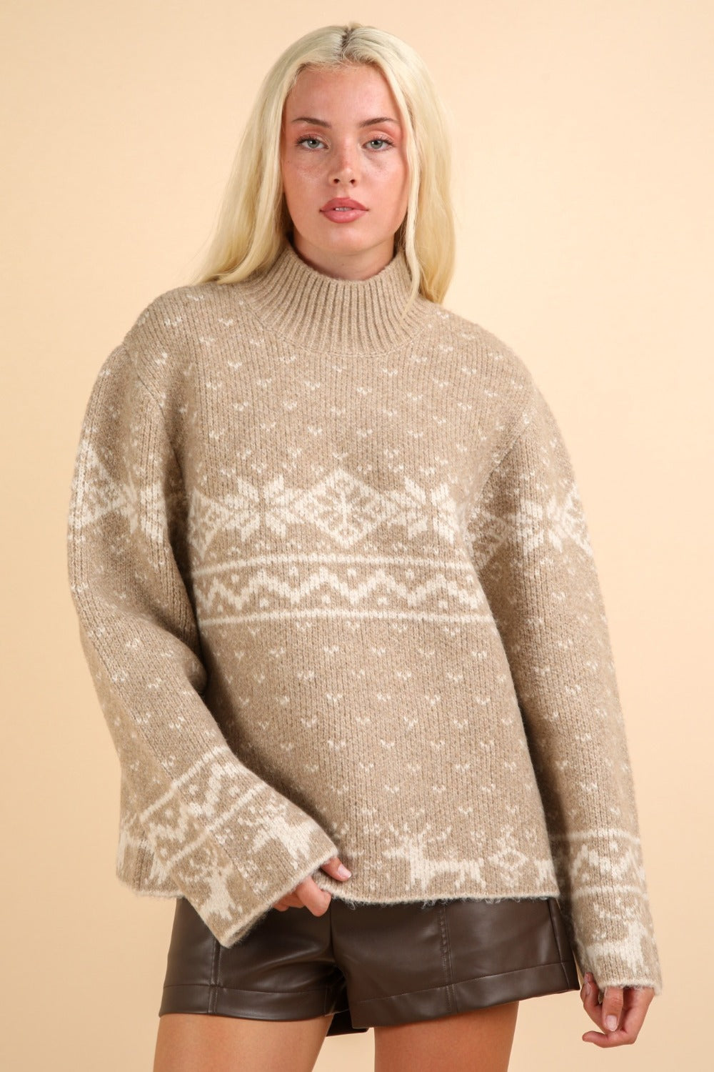 Oh Deer Mock Neck Sweater
