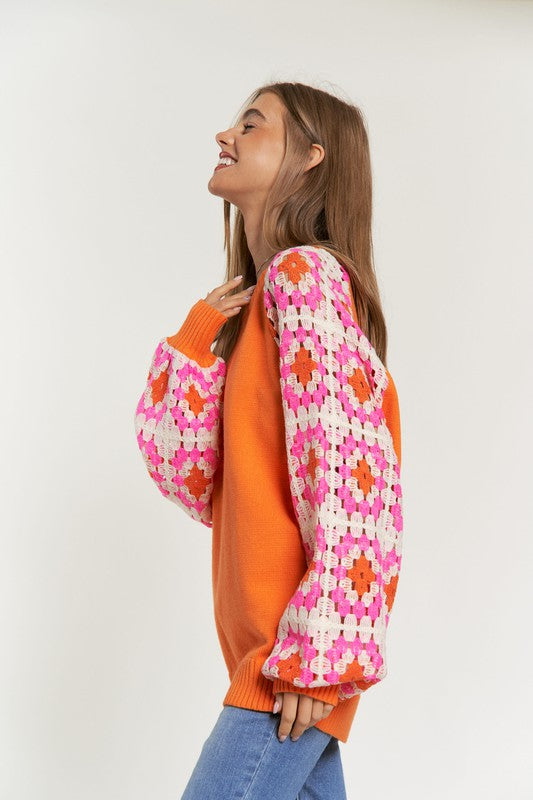 CROCHET DETAILED LONG SLEEVE SWEATER