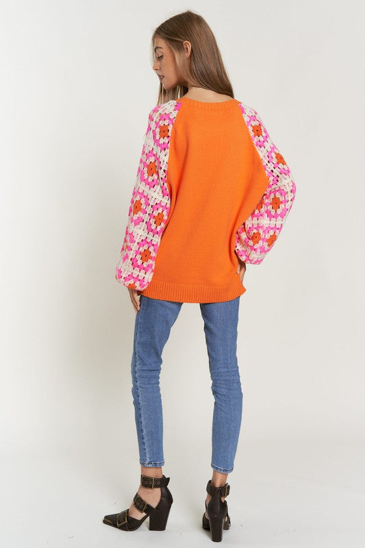 CROCHET DETAILED LONG SLEEVE SWEATER