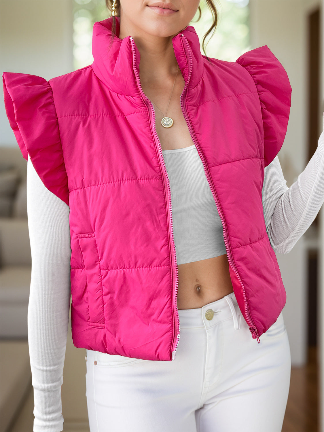Blake Zip Up Cap Sleeve Jacket