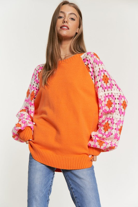 CROCHET DETAILED LONG SLEEVE SWEATER