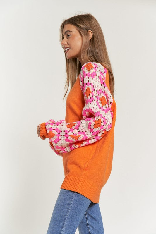 CROCHET DETAILED LONG SLEEVE SWEATER