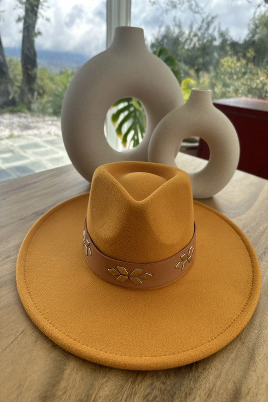 Structured wide brim Fedora with Embellishment