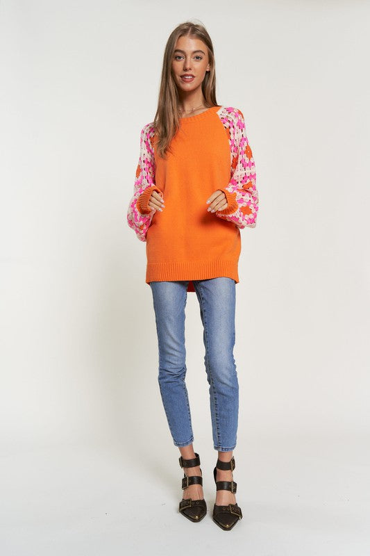 CROCHET DETAILED LONG SLEEVE SWEATER
