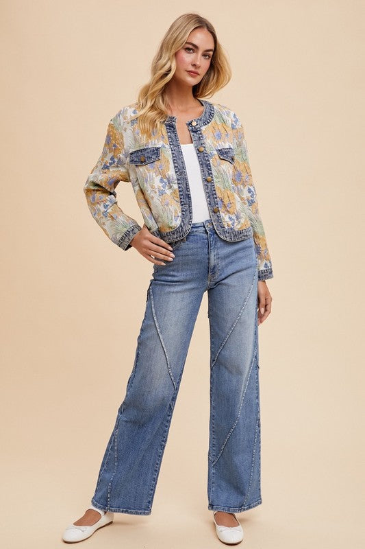 All that Blooms Contrast Button Down Jacket