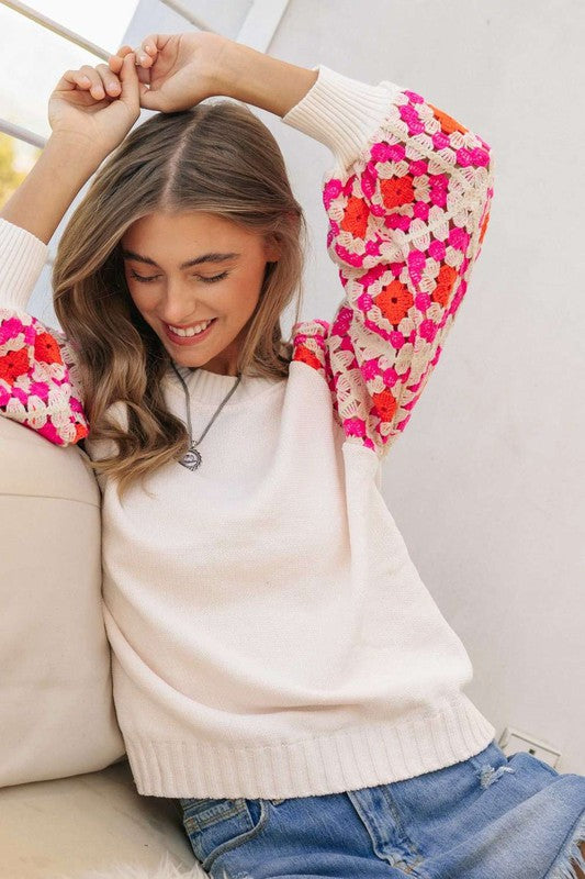 CROCHET DETAILED LONG SLEEVE SWEATER