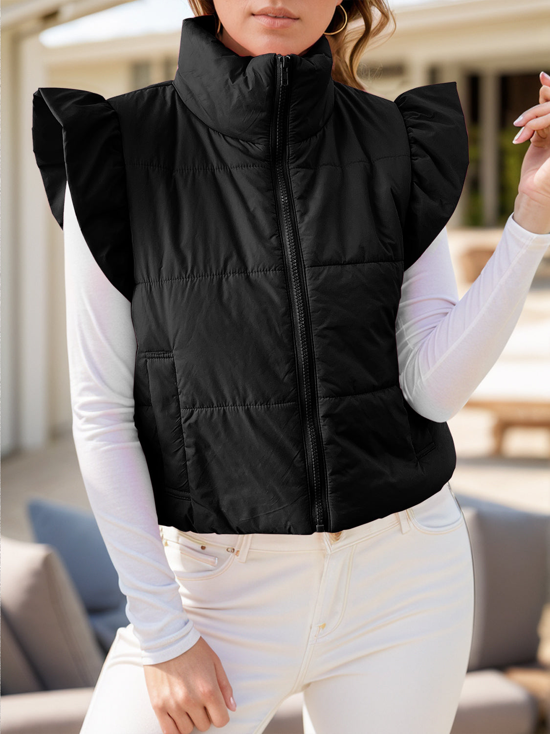 Blake Zip Up Cap Sleeve Jacket