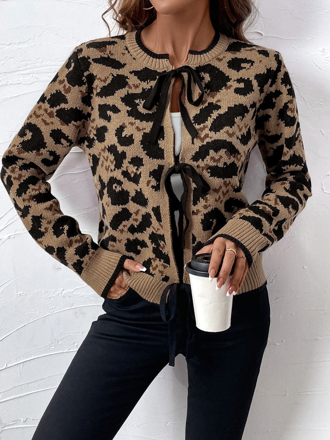Leopard Bow Cardigan