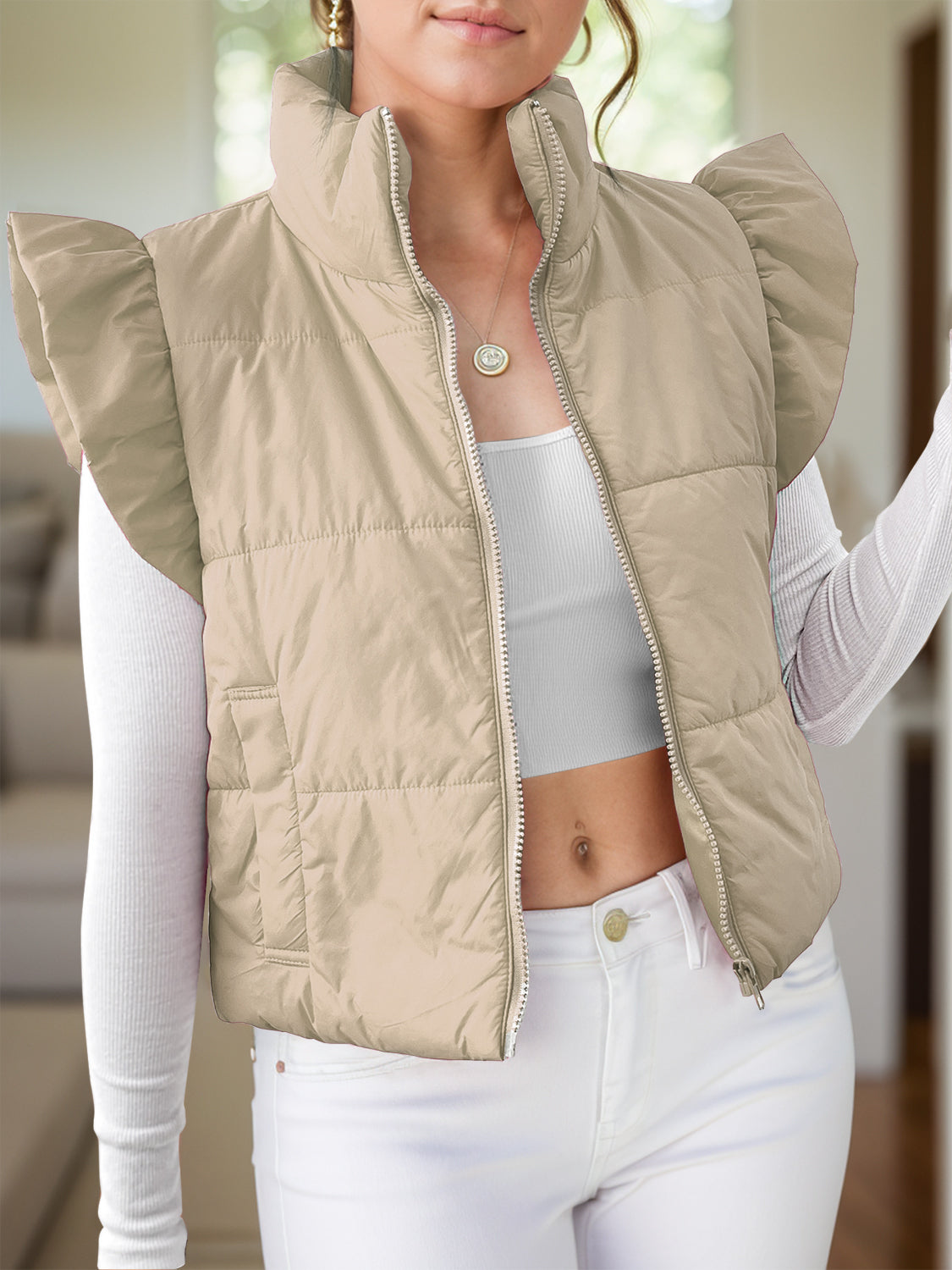Blake Zip Up Cap Sleeve Jacket