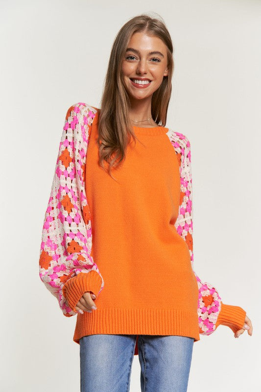 CROCHET DETAILED LONG SLEEVE SWEATER