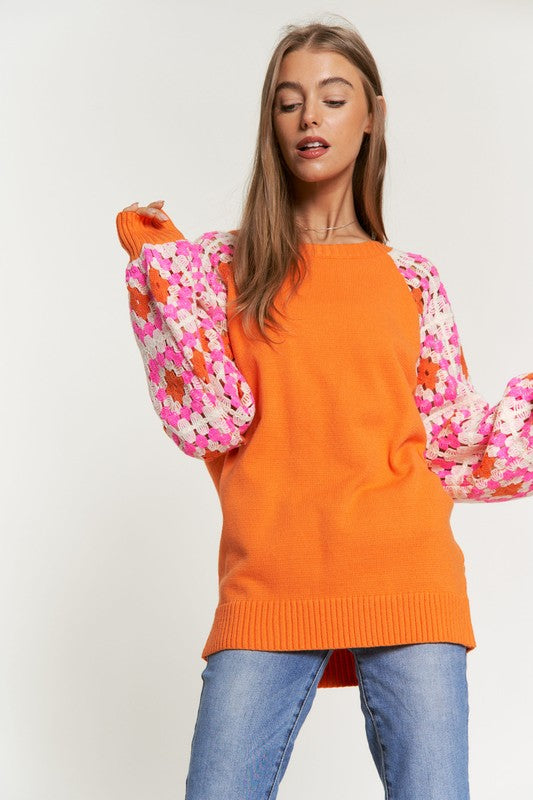 CROCHET DETAILED LONG SLEEVE SWEATER