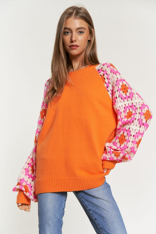 CROCHET DETAILED LONG SLEEVE SWEATER