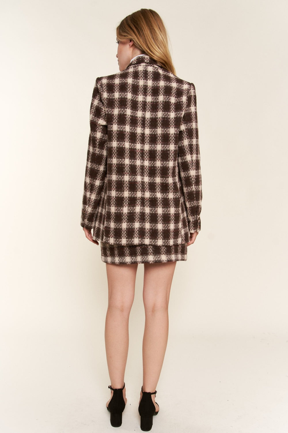 Bridgett Plaid Brushed One Button Blazer