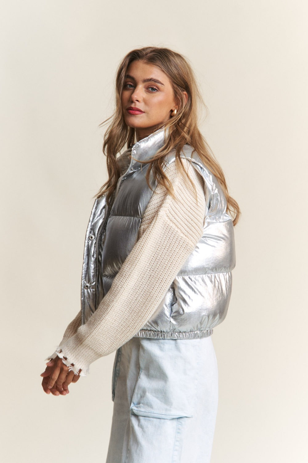 Frosted Metallic Puffer Vest