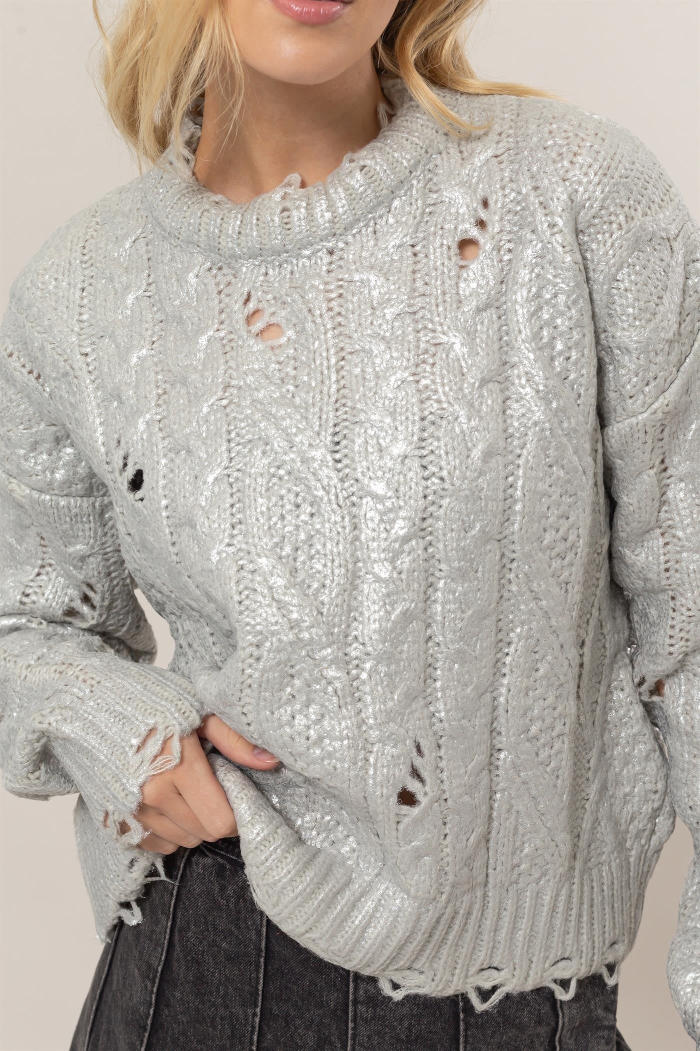 All that Glitters Distressed Sweater