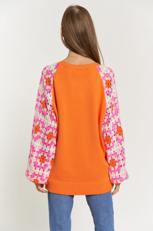 CROCHET DETAILED LONG SLEEVE SWEATER