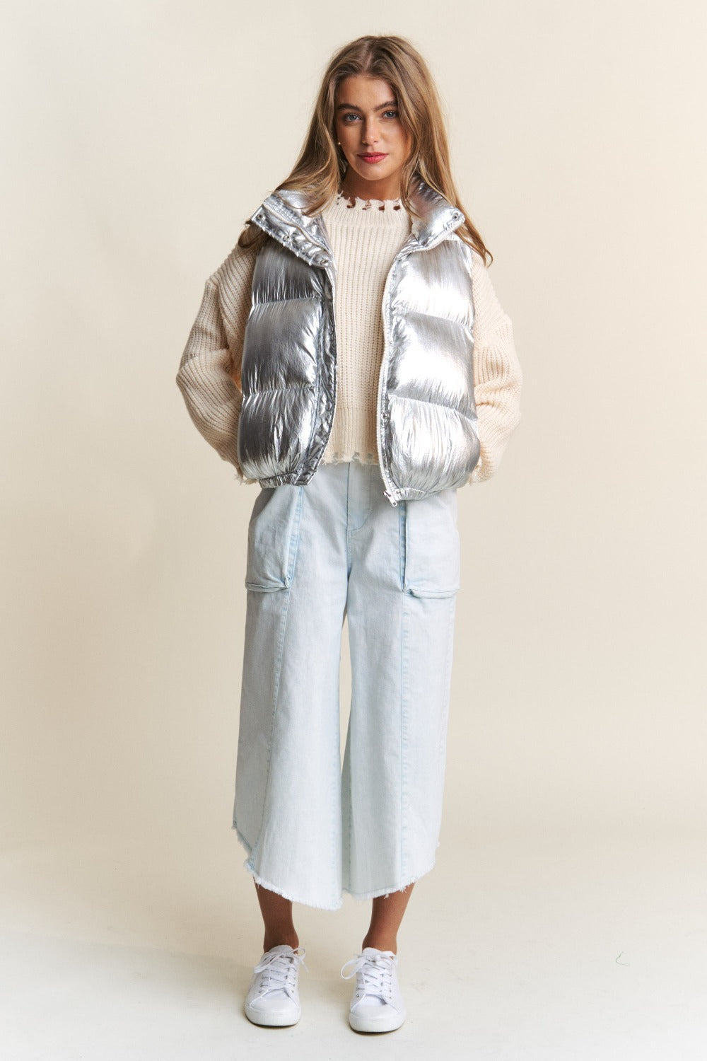 Frosted Metallic Puffer Vest
