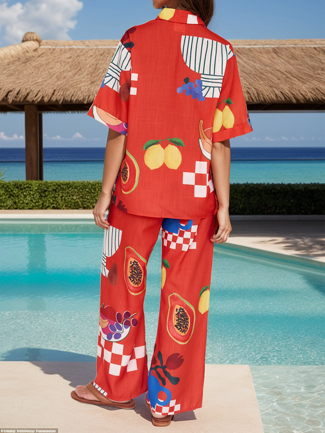Italian Summer Top and Wide Leg Pants Set