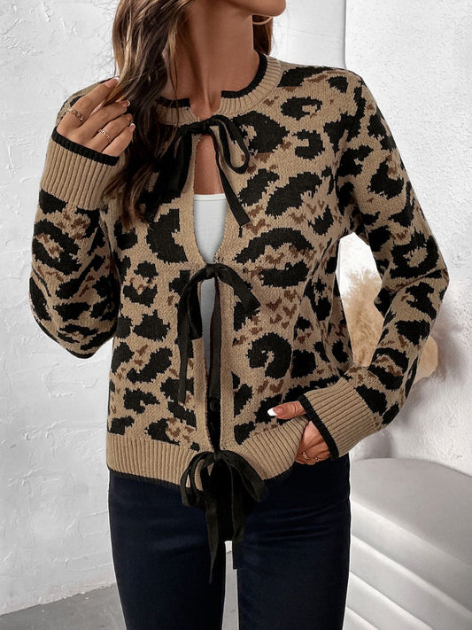 Leopard Bow Cardigan