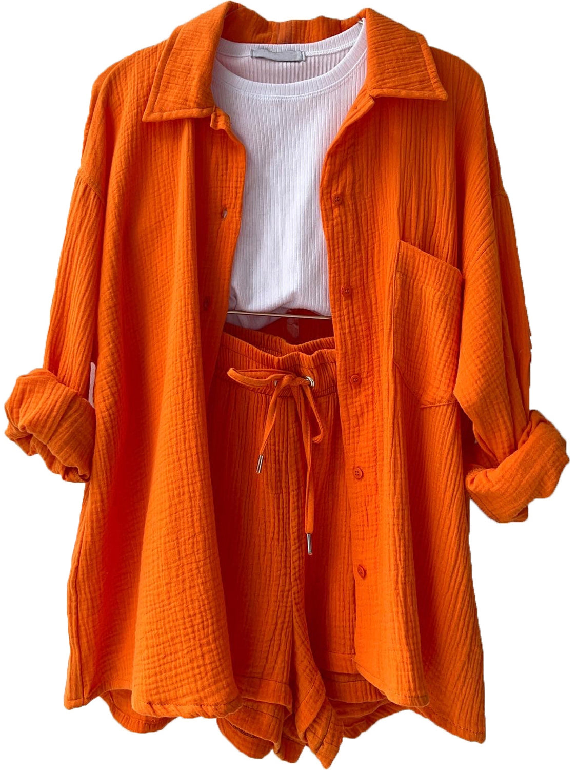 Beach Club Button Up Shirt and Drawstring Shorts Set