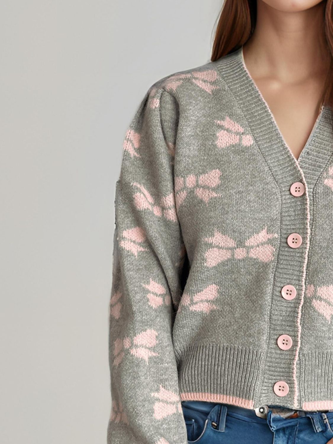 Ribbons of Red Button Down Cardigan