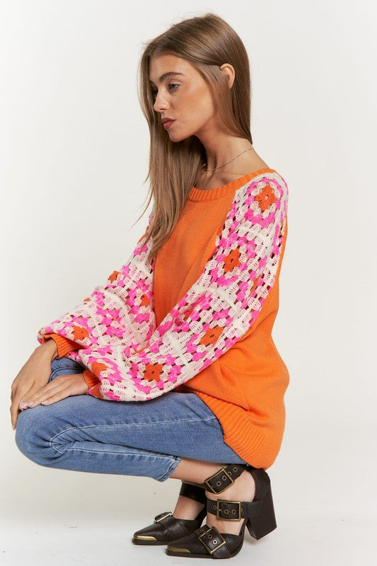 CROCHET DETAILED LONG SLEEVE SWEATER