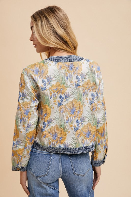 All that Blooms Contrast Button Down Jacket