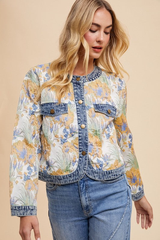 All that Blooms Contrast Button Down Jacket