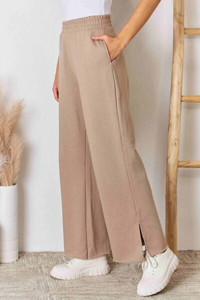 Paris wide Waistband Slit Wide Leg Pants