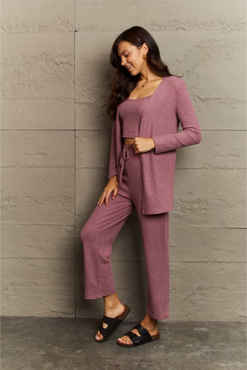 JET SET Cropped Top, Long Pants and Cardigan Lounge Set