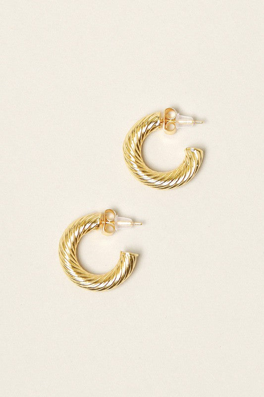 XS-14K Gold Dipped Textured Hoop Earrings