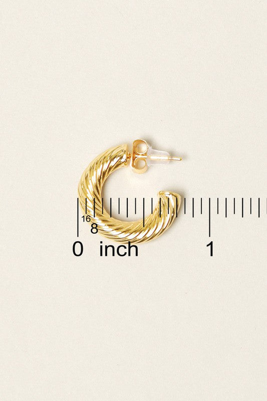 XS-14K Gold Dipped Textured Hoop Earrings