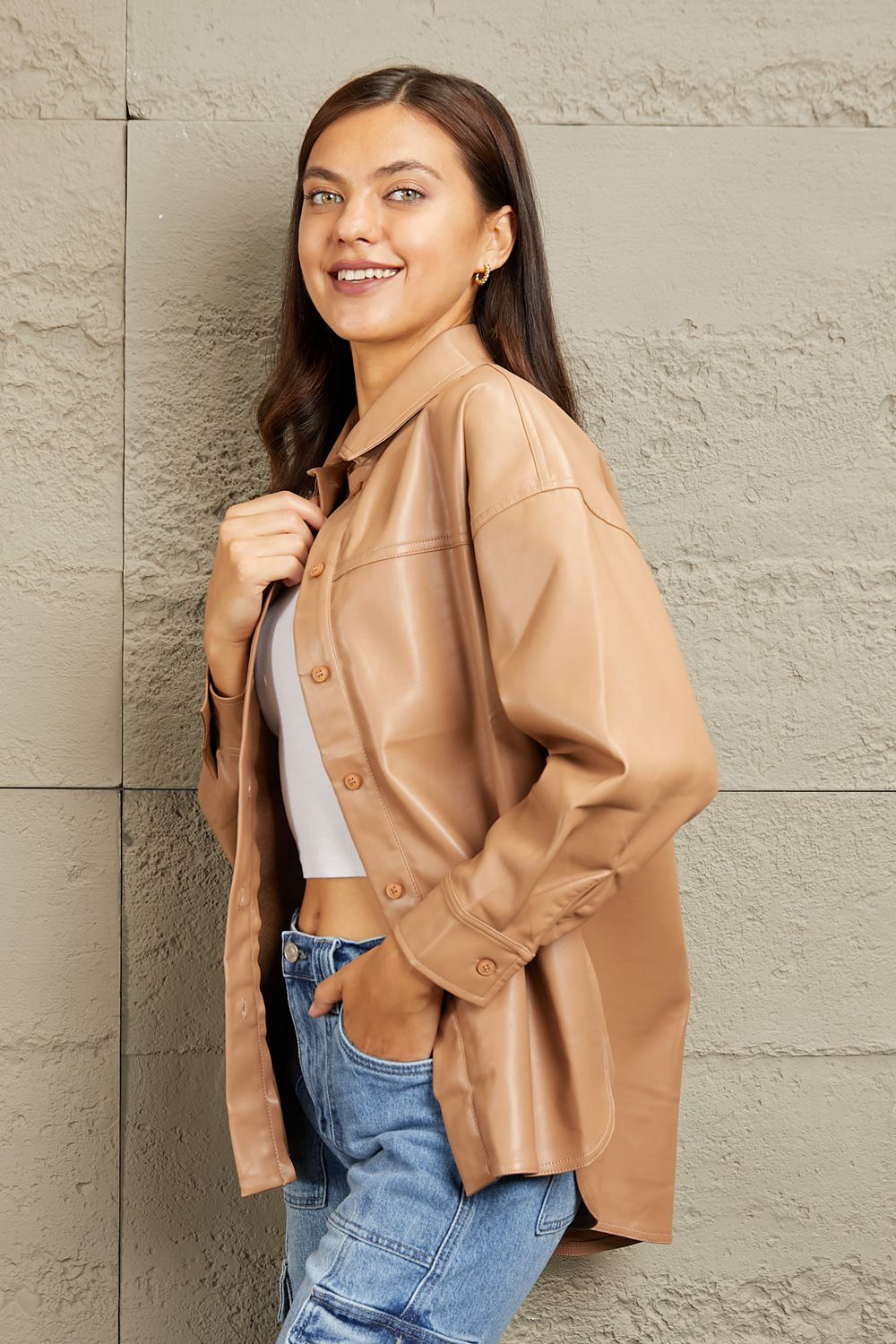 Kyle Vegan Leather Button Down Shirt