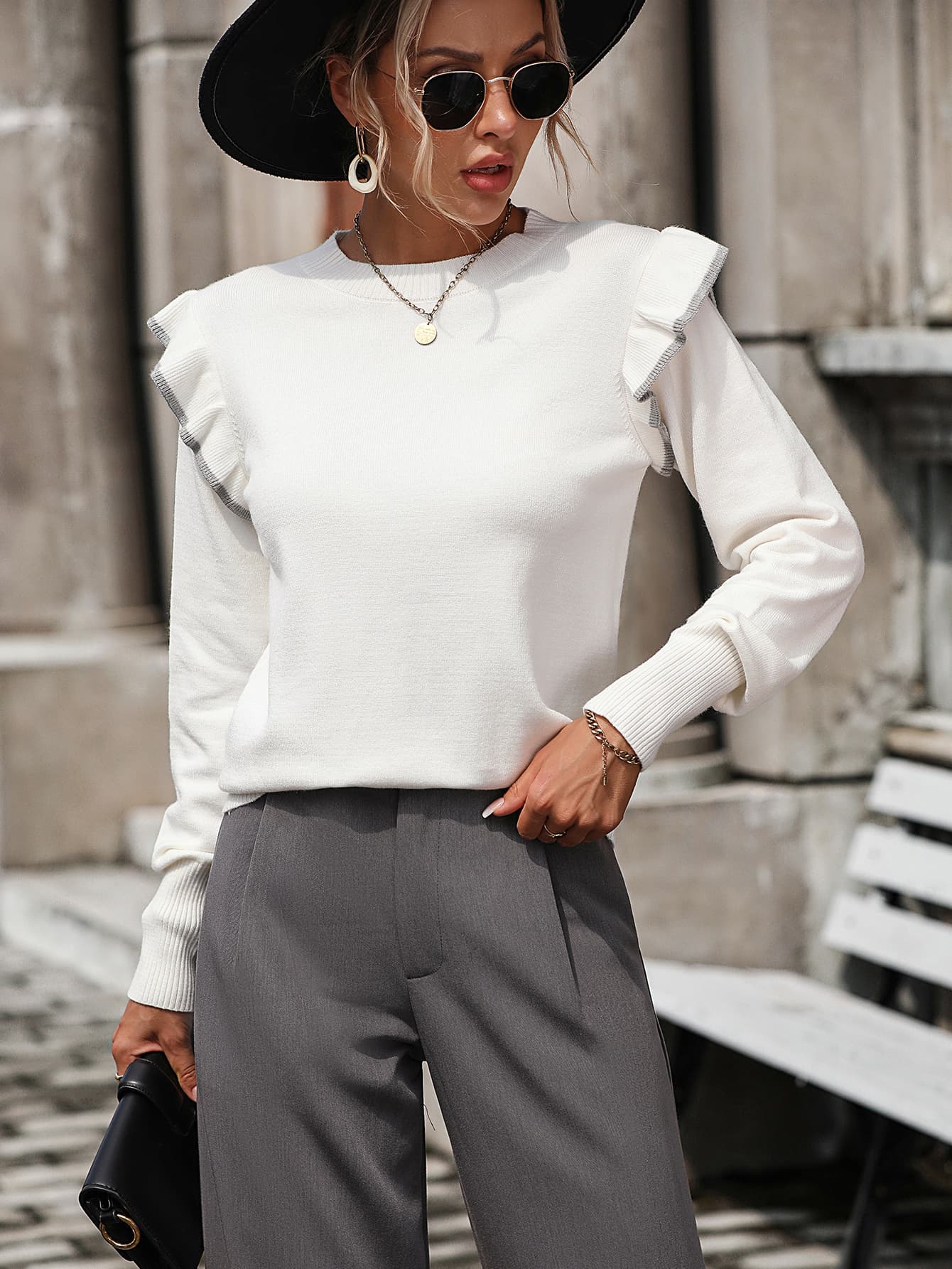 Ruffle Trim Sweater