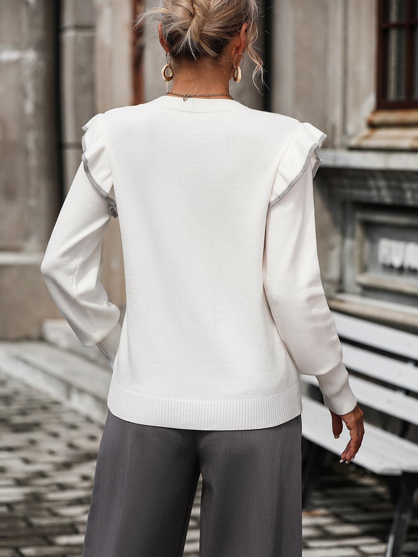 Ruffle Trim Sweater
